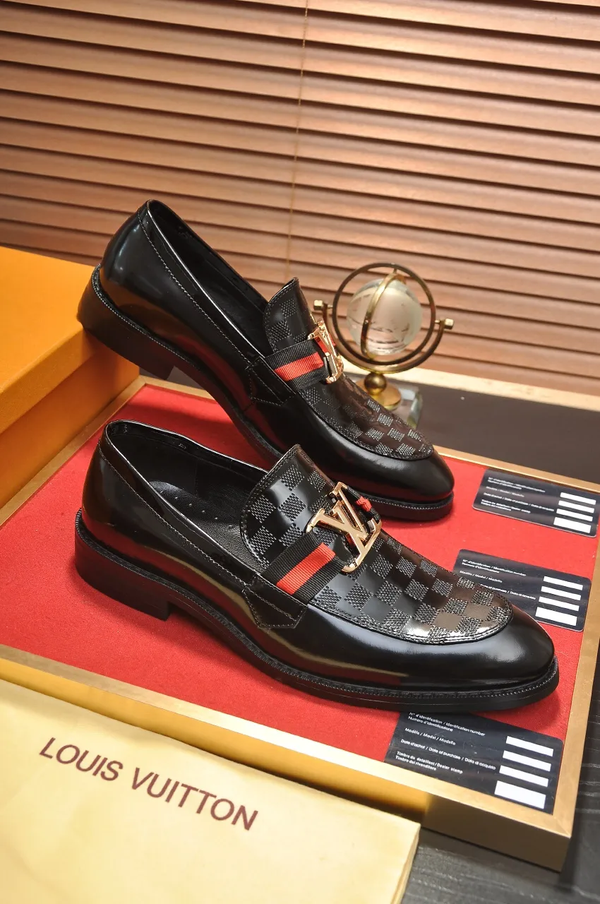 Men's shoes💰460💶【LOUIS VUITTON】(sheepskin lining) new cowhide LV formal shoes🎩🎩❗️🆘made one to one at the counter🎩original quality, imported cowhide upper➕full sheepskin lining➕original rubber outsole, {high quality visible}👣Size: 38-45 (45 custom-made)